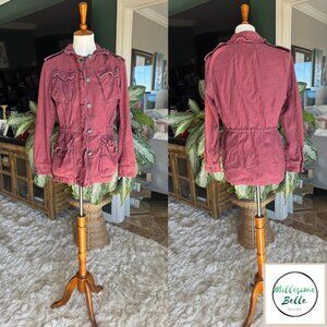 Free People Maroon Military Jacket